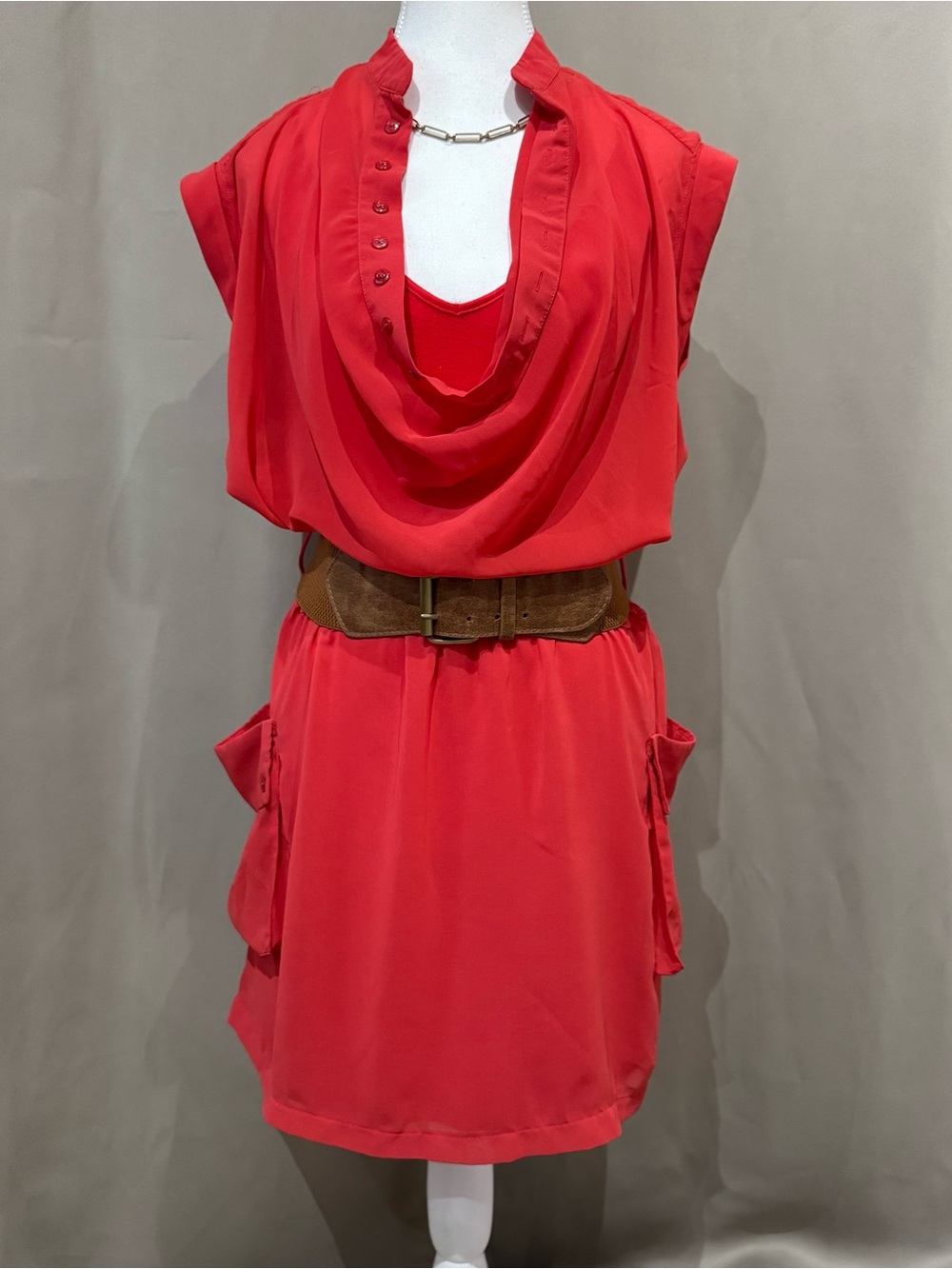 Salmon Midi Dress by Double Zero with Belt Size M 🩷❤️